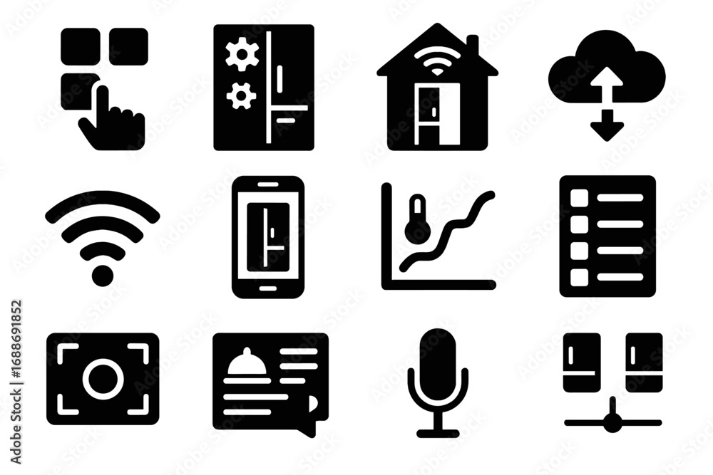 Poster popup symbol camera icon smart recipe menu icons inventory vector integration fridge