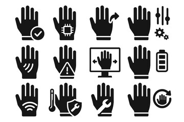 Obraz premium Tool range level haptic glove icon wireless error reset system vector