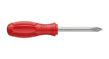 Red Screwdriver With Metal Shaft Isolated