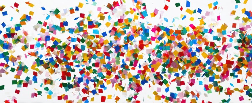 The vibrant confetti scattered across a bright background for joyful celebrations.