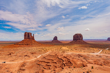 アメリカ　ユタ州のモニュメントバレーの風景　グランドキャニオン　グランドサークル