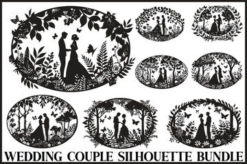 Bride and Groom Silhouette Vector