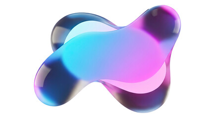 Translucent smooth amorphous blob with glowing neon liquid inside a dynamic and evolving abstract shape on a transparent background