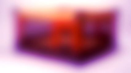 Abstract Purple and Orange Cube: Blurred Geometric Background Texture