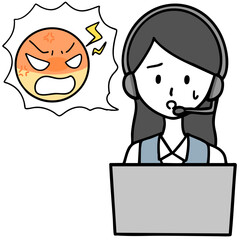 困っているコールセンターの女性とクレーマー