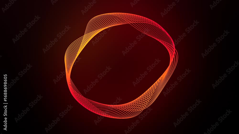 Poster glowing circular wave animation with dynamic abstract lines and vibrant shapes, perfect for ai and v