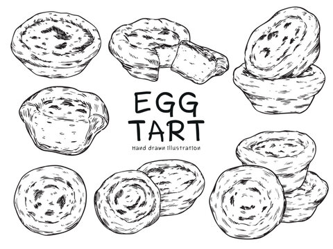 cute egg tart drawing