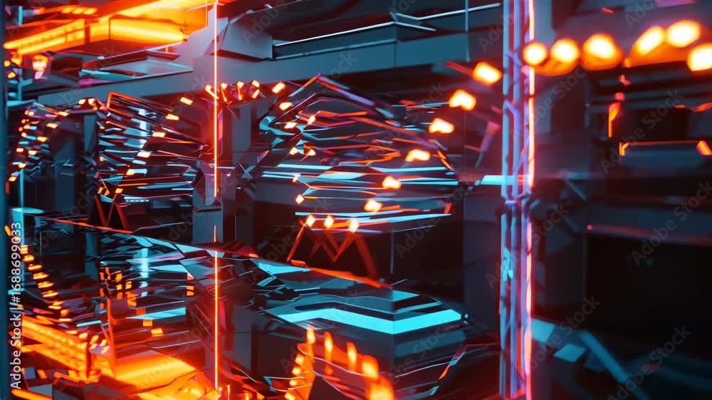 Poster a vivid representation of network cables illuminated with bright colors, symbolizing the dynamic nat