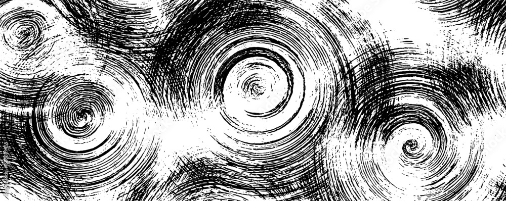 Poster black and white abstract line art background with circular patterns