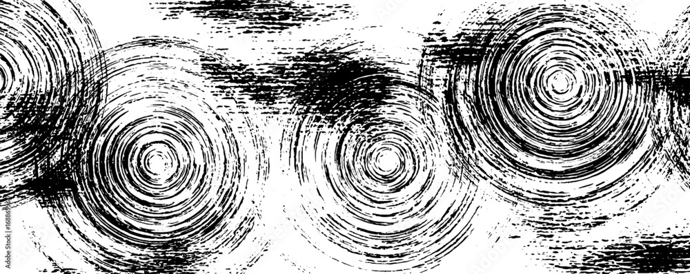 Poster abstract black and white line art with circular patterns for modern design