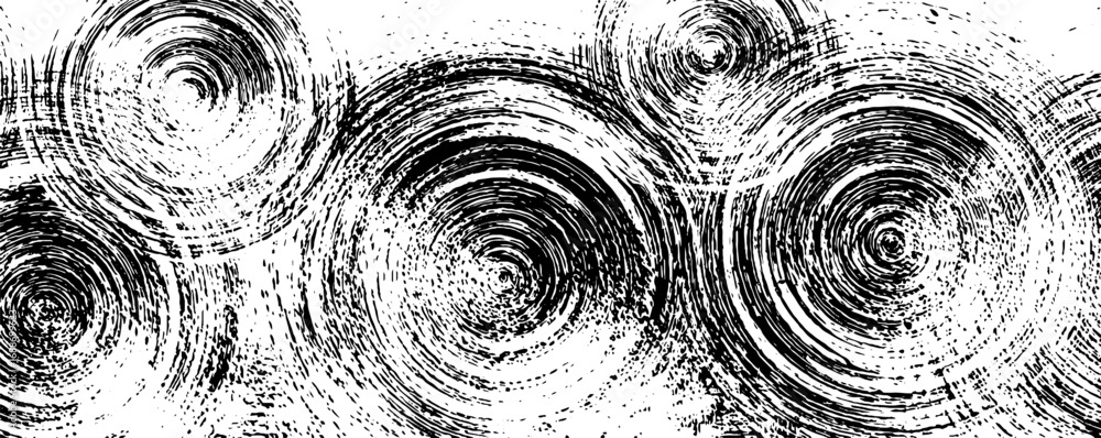Poster monochrome abstract line art background with concentric circle patterns for modern design