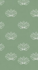 Serene Green Lotus Pattern flower seamless background