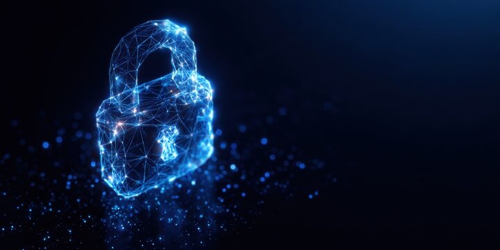 Abstract glowing padlock, digital security