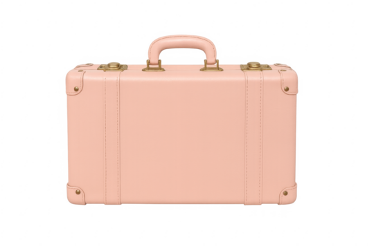 Pink vintage suitcase isolated on transparent background representing travel and fashion - Powered by Adobe