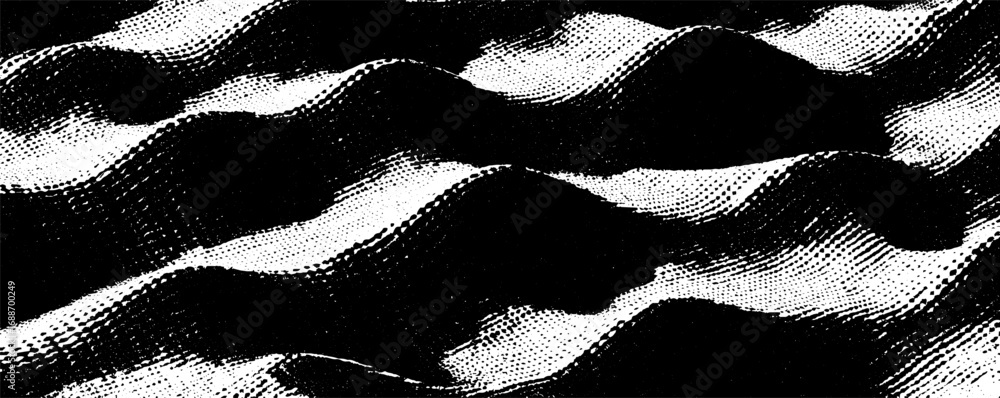 Poster abstract black and white geometric line art with wave patterns for design