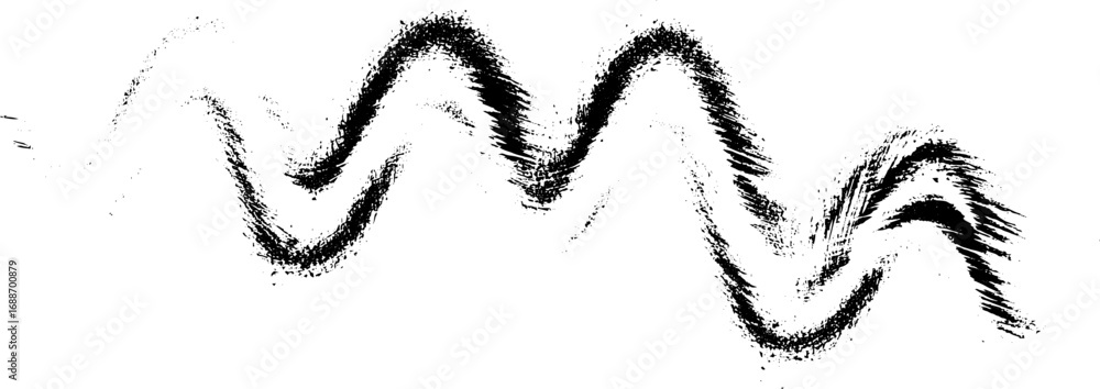Aufkleber black and white abstract distorted wave line art pattern for modern design