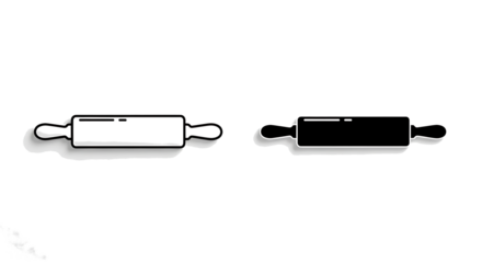 Two rolling pins, one white and one black, on a white background.