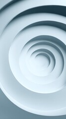 Obraz premium Abstract, pale-blue concentric circles spiraling inward create a modern, minimalist design. Soft shadows define each layer, suggesting depth and dimension