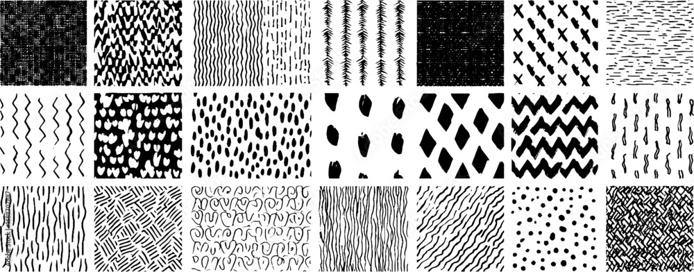 Poster black and white line art patterns for design and textures