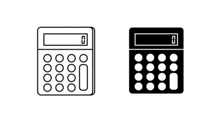 Calculator icons: outline and solid black versions of a calculator.
