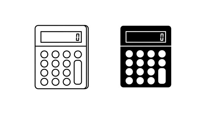 Calculator icons: outline and solid black versions of a calculator.