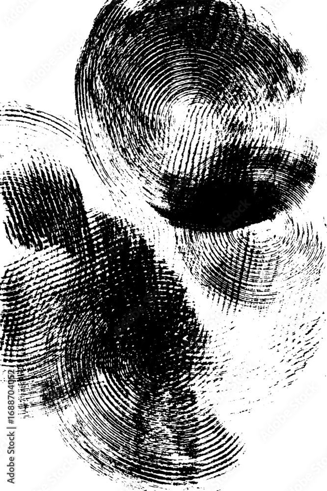 Poster abstract fingerprint pattern in black and white line art for creative design projects