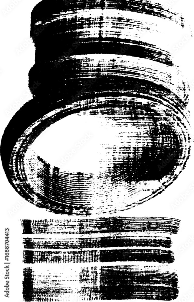 Poster abstract black and white line art with circular and linear patterns for modern decor design