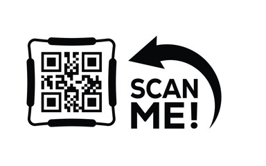 Scan QR code icon. Digital scanning qr code. QR code scan for smartphone. Scan Here text on top of the qr code