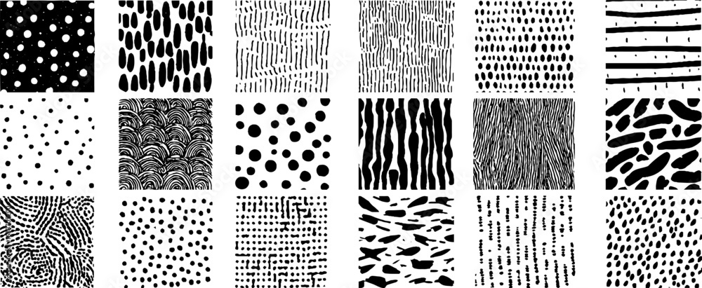 Poster abstract black and white patterns collection for design or print projects