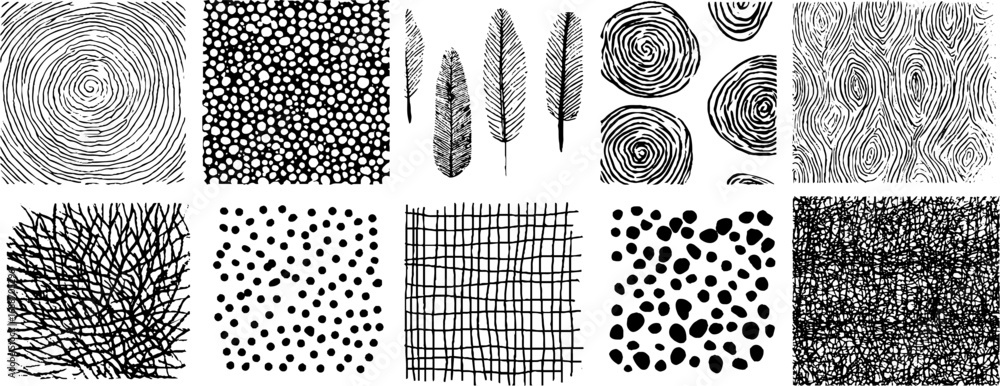Poster abstract black and white line art patterns and textures for design projects