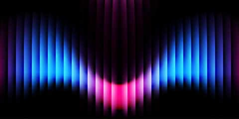 Abstract Ripple Glass 3D Background with Neon Blue and Pink Light Waves.