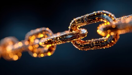 Close-up of a glowing chain link