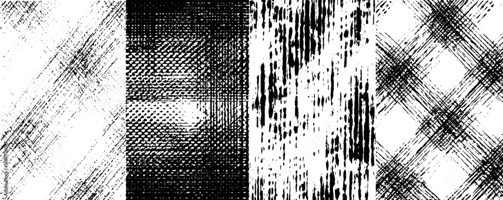 Poster abstract op art with black and white halftone and line patterns for modern design