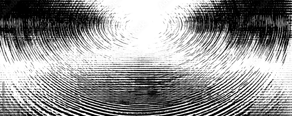 Aufkleber abstract optical art with black and white lines creating hypnotic circular pattern