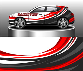 car wrap decal sticker livery vinyl template design creative red black stripe racing abstract brand identity advertise