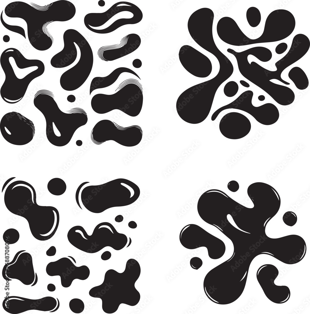 Poster vector art of monochrome illustration of abstract black blobs