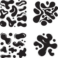 Vector art of monochrome illustration of abstract black blobs