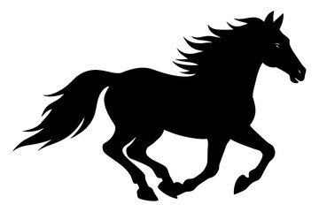 Obraz premium Black silhouette of a horse running