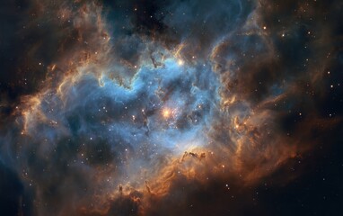 Fototapeta premium Cosmic nebula, swirling clouds of gas and dust in deep space