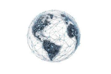 Global network connection internet technology digital communications map on transparent background