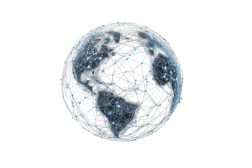 Global network connection internet technology digital communications map on transparent background