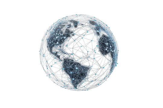 Global network connection internet technology digital communications map on transparent background
