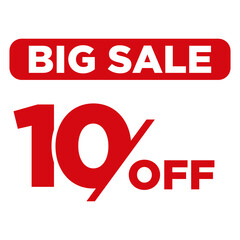 Big sale 10 percent off discount promotion isolated on transparent background