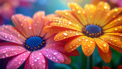 Gerbera daisy merah dan merah muda, bunga musim semi