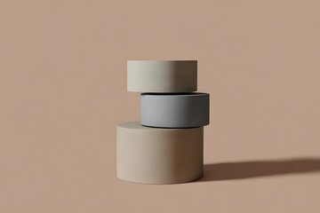 Three stacked minimalist ceramic containers on a neutral background