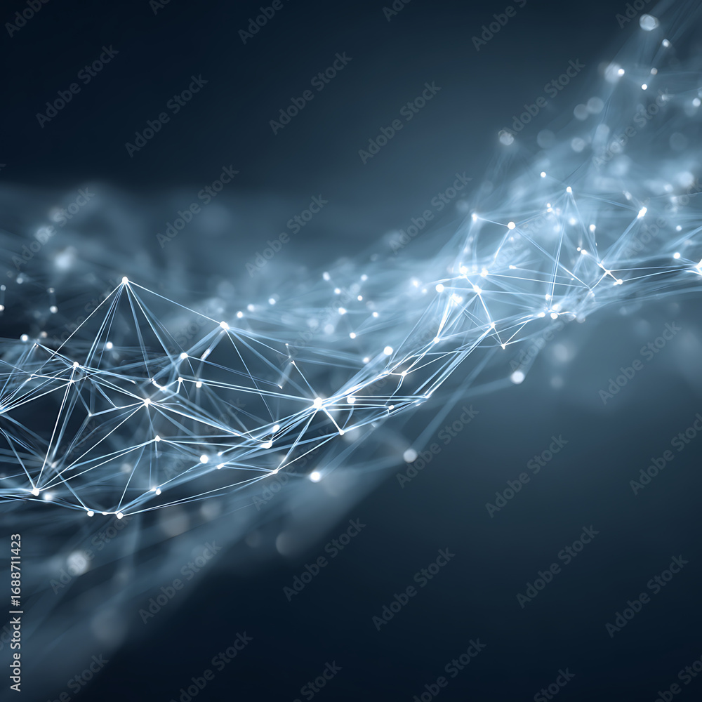 Aufkleber dynamic network connections and data flow visualization with glowing lines, perfect for technology a