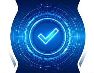 Futuristic technology checkmark graphic