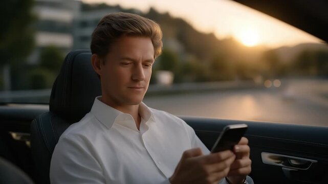 Experience tranquility on the go with a mindfulness app, as a carpool passenger enjoys a serene suburban drive.