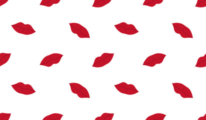 Seamless Red Lips Pattern Vector Illustration on White Background