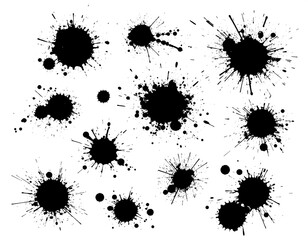 Collection of ink blots on white background